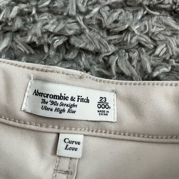 Abercrombie and Fitch Cream and Leather 90s Straight Leg Pants size 23 000 - Picture 6 of 8